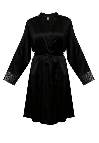 Silk Dressing Gown Pure Line Black