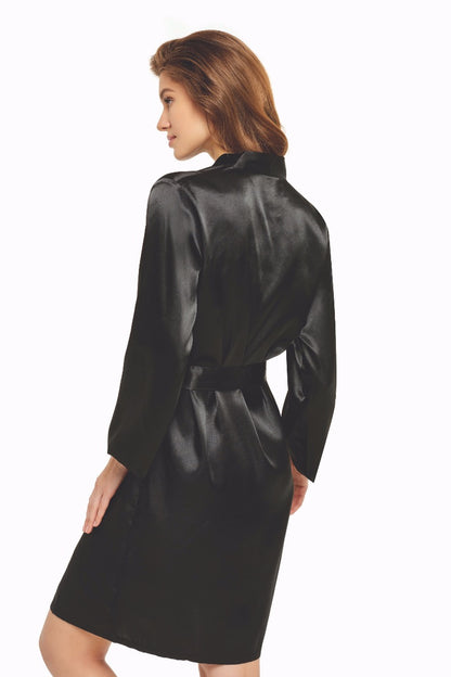 Silk Dressing Gown Pure Line Black