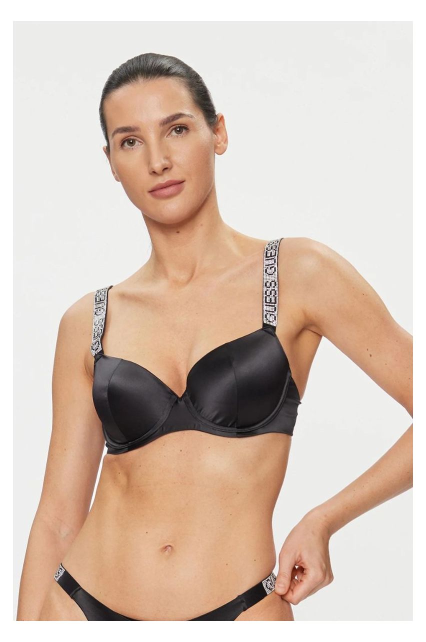 Padded Bra with Rhinestones Naomi Jet Black 