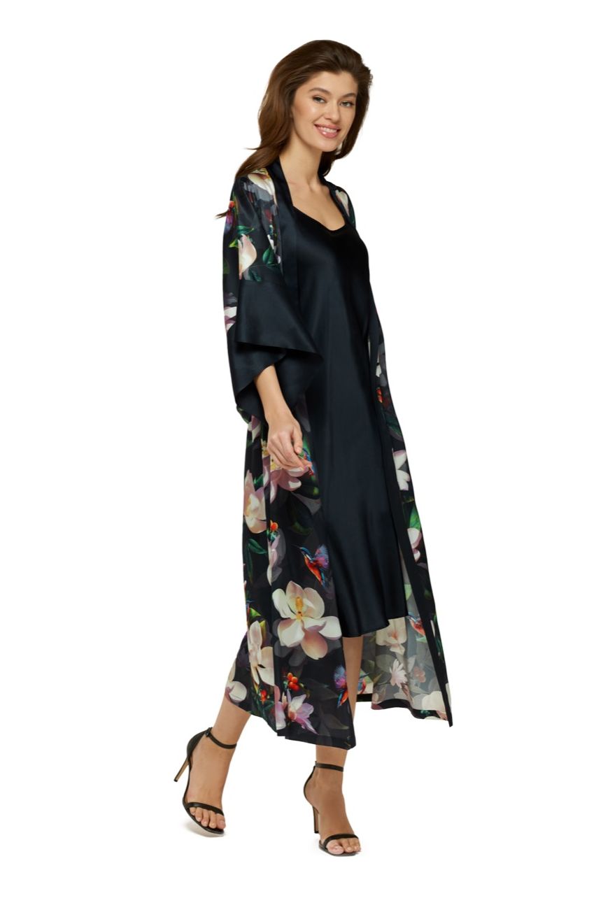 Long Kimono Silk Road Black