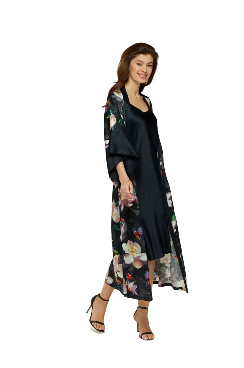 Long Kimono Silk Road Black