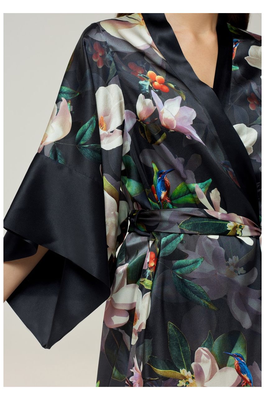 Long Kimono Silk Road Black
